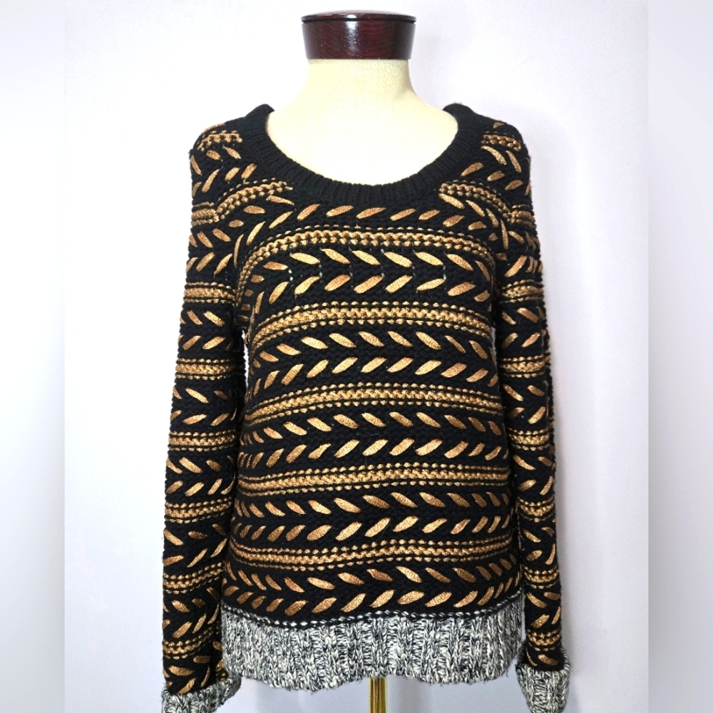 RAG & BONE black and gold lambswool sweater.  Size medium